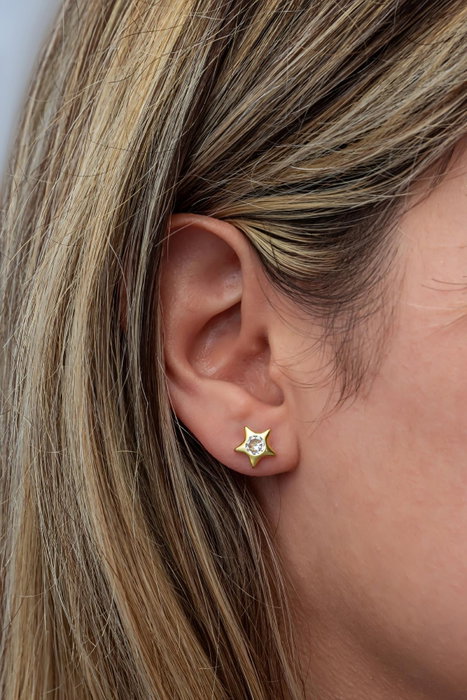 Heliophilia Silver Pendientes de Plata de Ley 925 con Baño de Oro y Circon Heliophilia Silver Pendientes de Plata de Ley 925 con Baño de Oro y Circon